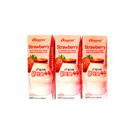 Strawberry Flavored Milk 빙그레 딸기 우유 4/6/200ml